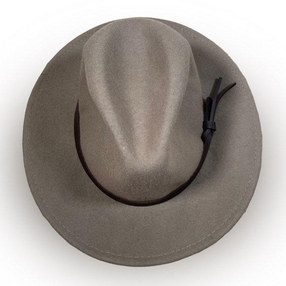 Manhattan Hat Company Wool Fedora Hat BOHO CITY CHIC Taupe Detail adjustable - Picture 3 of 15